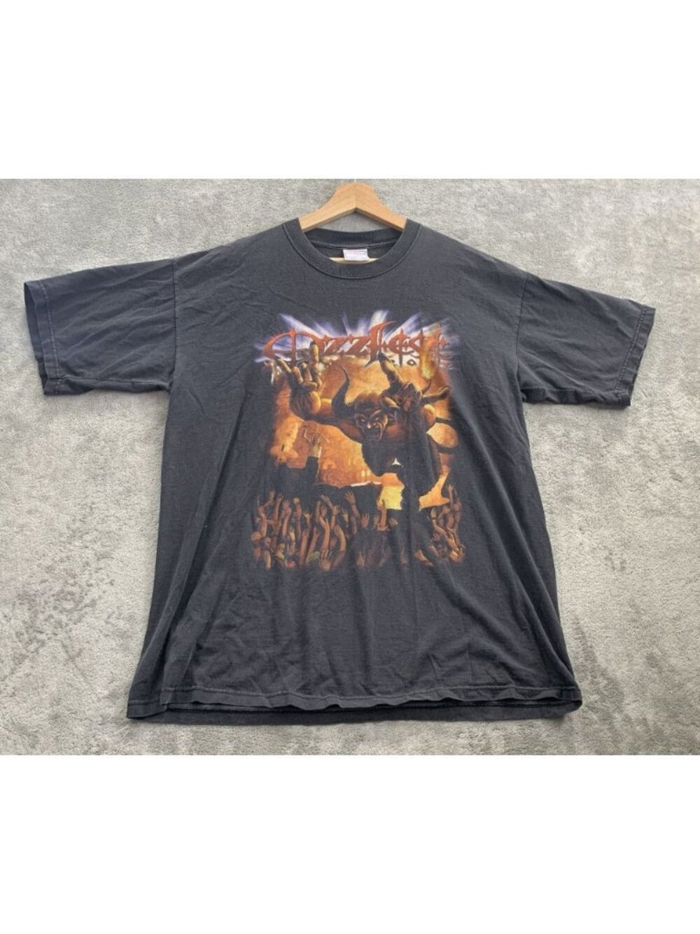 Vintage Ozzfest Shirt XL Faded Black 2002 Y2K Ozzy Osbourne Devil Band Tee Metal
